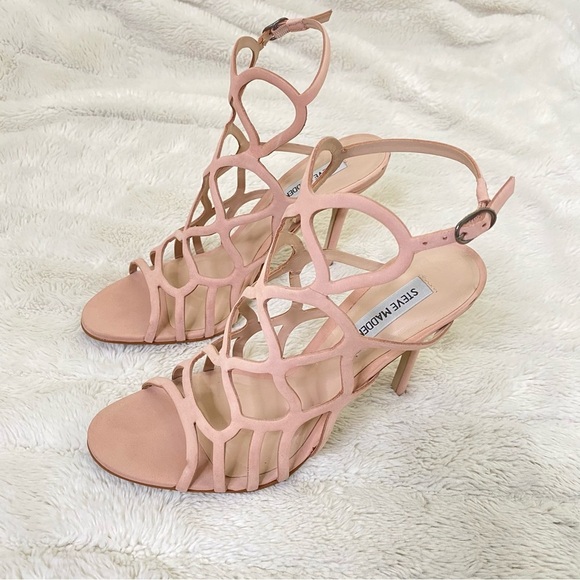 Steve Madden Nude Beige Cutout Heels Strappy Heels Size 8.5 - Picture 4 of 14